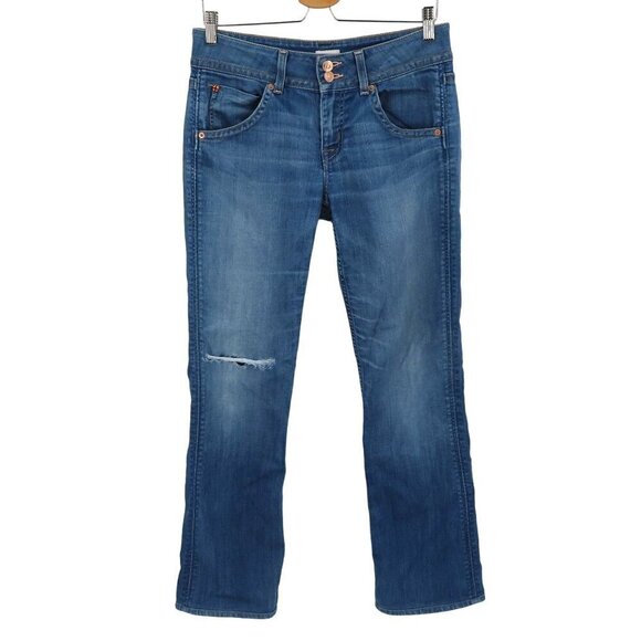 Hudson Womens 28 Signature Midrise Bootcut Denim Jeans Distressed Boot Cut Pants - Picture 1 of 14